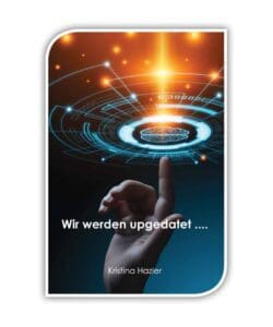 Hand deutet auf digitale Technologie. "Wir werden upgedatet…