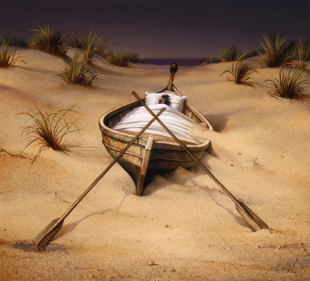 Frau mit roter Kapuze, nachdenklich.