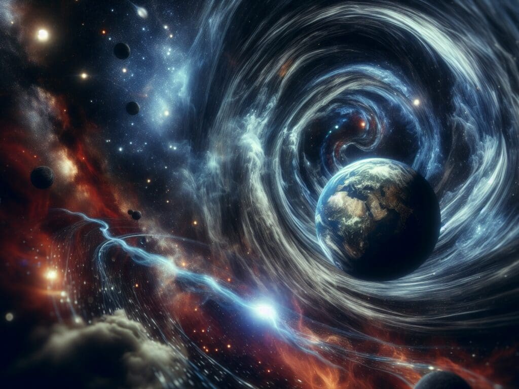 Erde in einem kosmischen Strudel